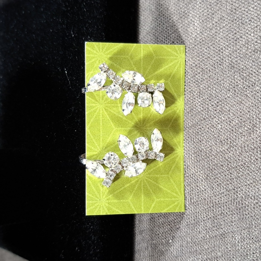 Vintage Jay Flex Sterling Screwback Rhinestone Drop Down Earrings VG Marked